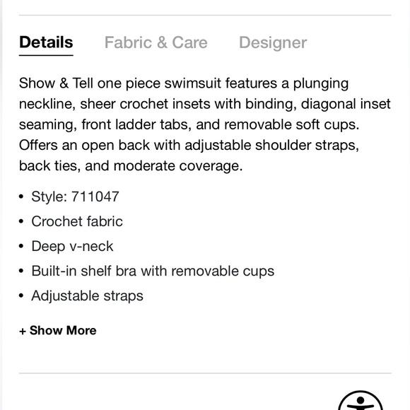 Becca Sized Medium Show and Tell Plunge One Piece bathing suit - Picture 5 of 8